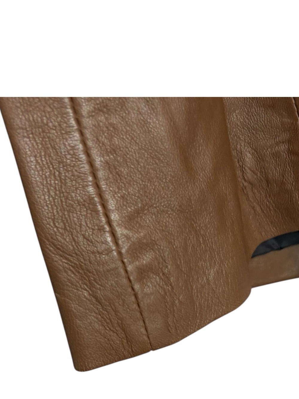 Women's brown Leather Blazer - Tailored Single-Breasted Jacket - Picture 3 of 7